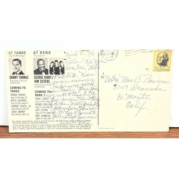 1967 Lawrence Welk and His TV Stars at Harrahs Lake Tahoe Casino Hotel Postcard - Picture 2 of 4